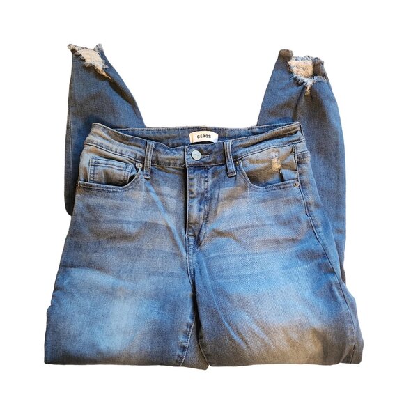 Ceros Light/Medium Distressed Stretch Crop Jeans, Size 29 (US 8) - Picture 2 of 6